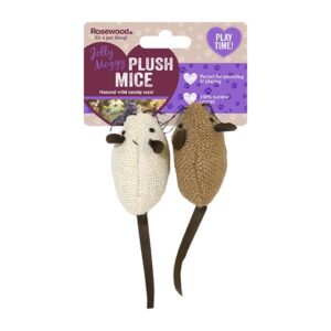 Rosewood Jolly Moggy Natural Wild Catnip Mice 2 Pack Cat Toy