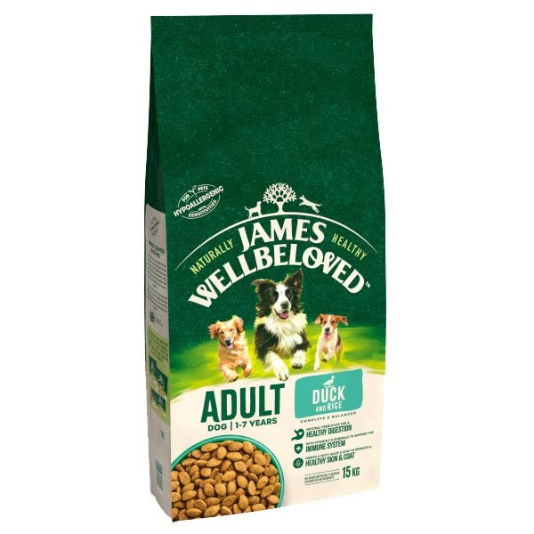 James Wellbeloved Duck & Rice Adult 15kg Dry Dog Food 1 James Wellbeloved Duck & Rice Adult 15kg Dry Dog Food