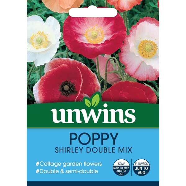 Unwins Poppy Shirley Double Mixed Seeds 1 Unwins Poppy Shirley Double Mixed Seeds