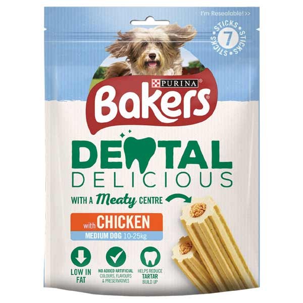 Bakers Dental Delicious Chicken Medium 7 Pack Dog Treat 1 Bakers Dental Delicious Chicken Medium 7 Pack Dog Treat