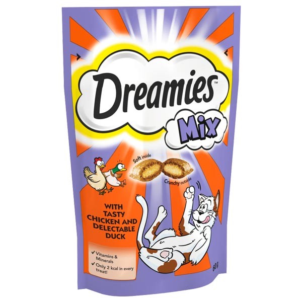 Dreamies with Chicken & Duck Mix 60g Cat Treat 1 Dreamies with Chicken & Duck Mix 60g Cat Treat