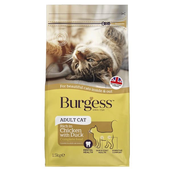 Burgess Chicken & Duck Adult 1.5kg Dry Cat Food 1 Burgess Chicken & Duck Adult 1.5kg Dry Cat Food