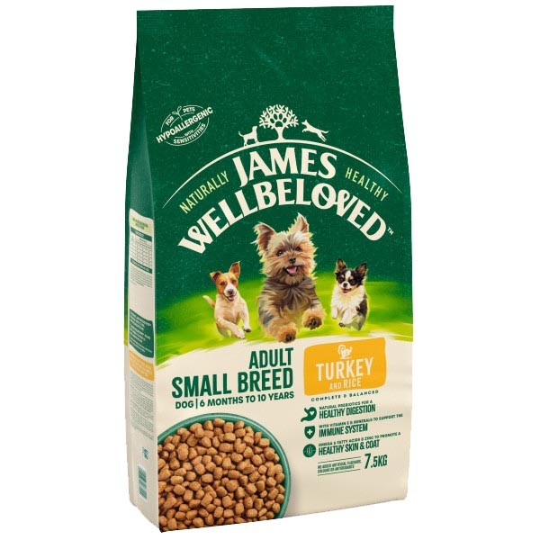 James Wellbeloved Turkey & Rice Small Breed Adult 7.5kg Dry Dog Food 1 James Wellbeloved Turkey & Rice Small Breed Adult 7.5kg Dry Dog Food