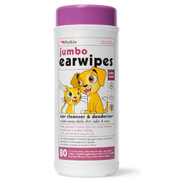 Petkin Jumbo Ear Wipes 80 Pack 1 Petkin Jumbo Ear Wipes 80 Pack