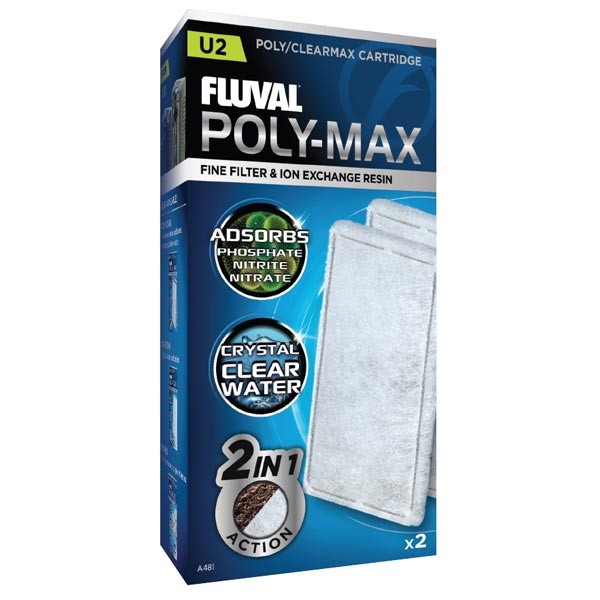 Fluval Poly-Max Cartridge for U2 Underwater Filter 2 Pack 1 Fluval Poly-Max Cartridge for U2 Underwater Filter 2 Pack