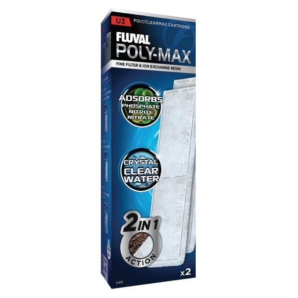 Fluval Poly-Max Cartridge for U3 Underwater Filter 2 Pack 1 Fluval Poly-Max Cartridge for U3 Underwater Filter 2 Pack