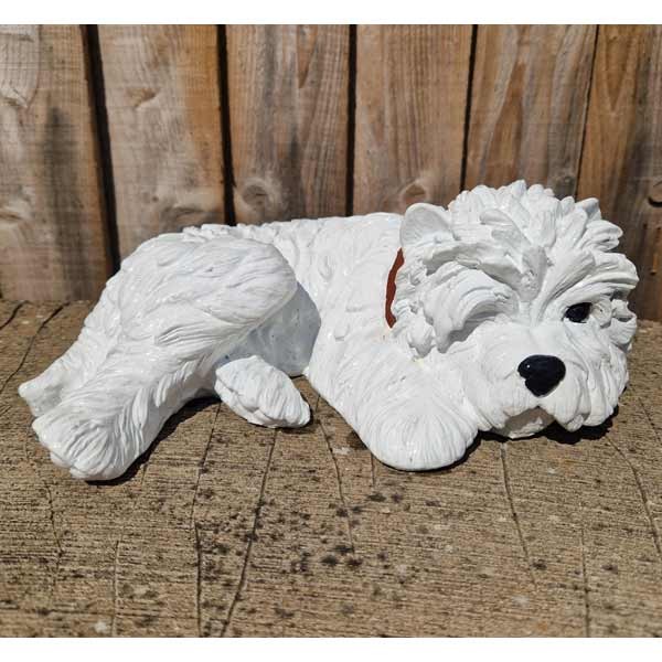 Laying Westie Dog Stone Garden Ornament 26cm 1 Laying Westie Dog Stone Garden Ornament 26cm