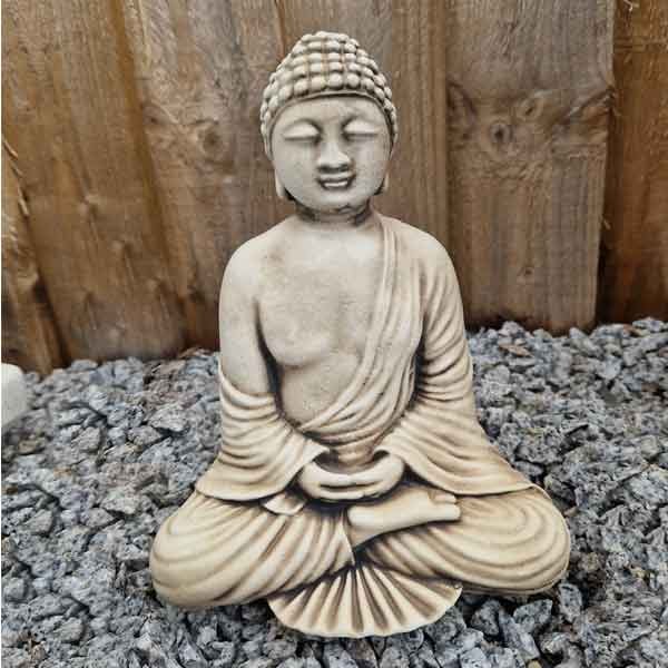 Fan Buddha Oriental Stone Garden Ornament (Mini) 12cm 1 Fan Buddha Oriental Stone Garden Ornament (Mini) 12cm