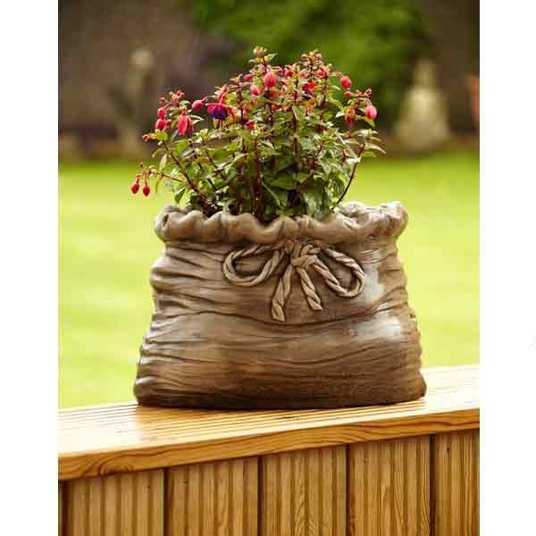 Sack Shaped Stone Planter 28cm 1 Sack Shaped Stone Planter 28cm