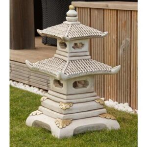 2 Tier Pagoda Oriental Stone Garden Ornament 70cm