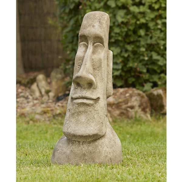 Easter Island Head Male Stone Garden Ornament 52cm 1 Easter Island Head Male Stone Garden Ornament 52cm