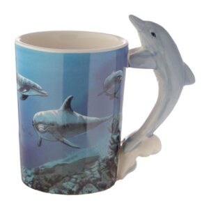 Dolphin Shaped Handle Mug with Underwater Decal