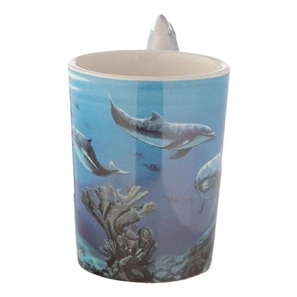 Dolphin Shaped Handle Mug with Underwater Decal 2 Dolphin Shaped Handle Mug with Underwater Decal - Image 2
