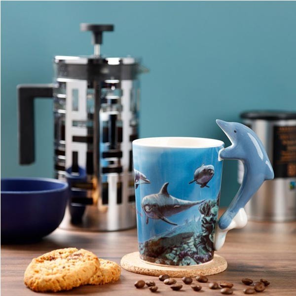Dolphin Shaped Handle Mug with Underwater Decal 3 Dolphin Shaped Handle Mug with Underwater Decal - Image 3