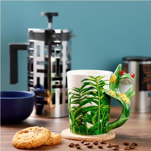 Tree Frog Shaped Handle Mug with Foliage Decal 3 Tree Frog Shaped Handle Mug with Foliage Decal - Image 3