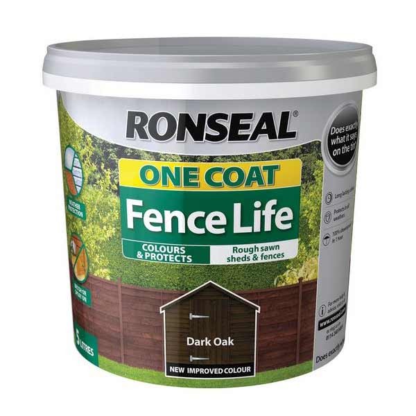 Ronseal One Coat Fencelife Dark Oak 5 Litres 1 Ronseal One Coat Fencelife Dark Oak 5 Litres