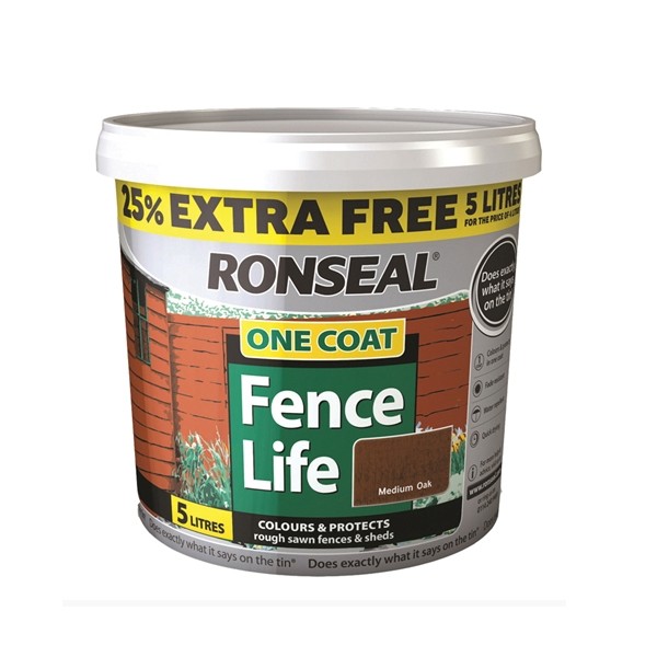Ronseal One Coat Fencelife Medium Oak 5 Litres