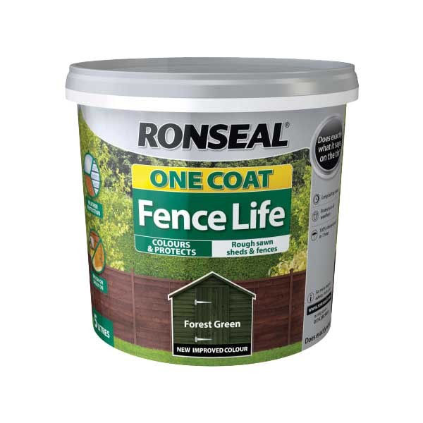 Ronseal One Coat Fencelife Forest Green 5 Litres 1 Ronseal One Coat Fencelife Forest Green 5 Litres
