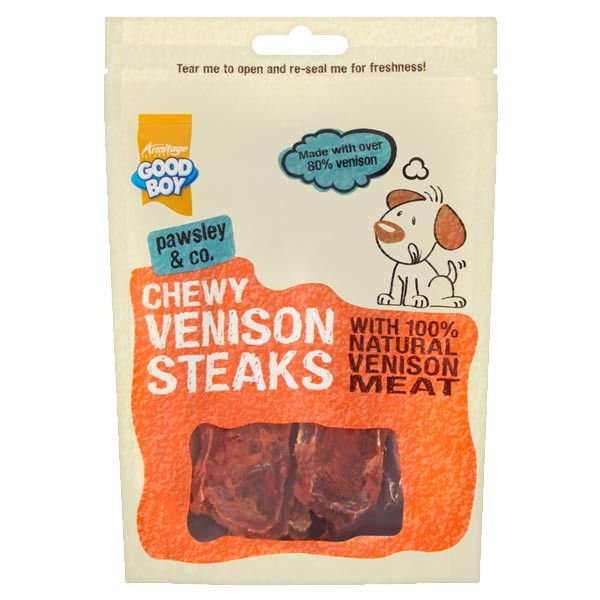 Good Boy Venison Steaks 80g Dog Treat 1 Good Boy Venison Steaks 80g Dog Treat