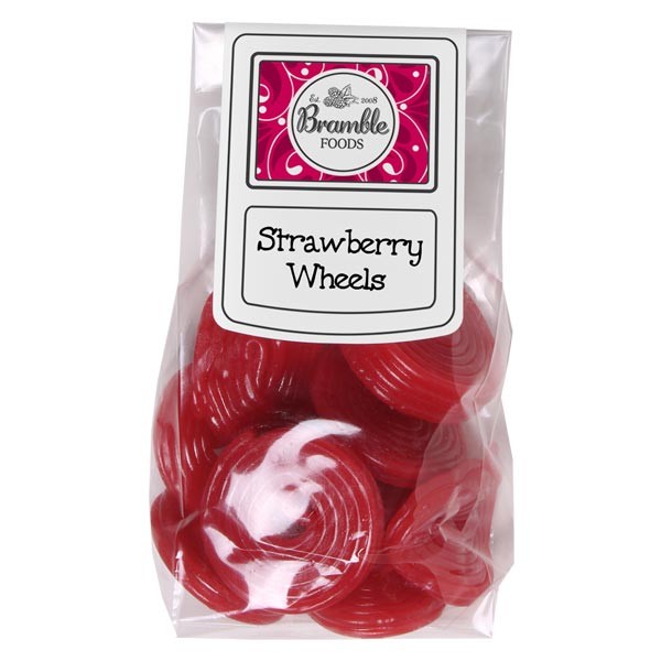 Bramble Foods Strawberry Wheels Liquorice Confectionery Bag 1 Bramble Foods Strawberry Wheels Liquorice Confectionery Bag
