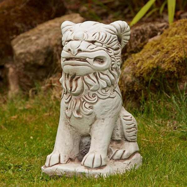 Foo Dog Oriental Stone Garden Ornament (Small) 30cm 1 Foo Dog Oriental Stone Garden Ornament (Small) 30cm