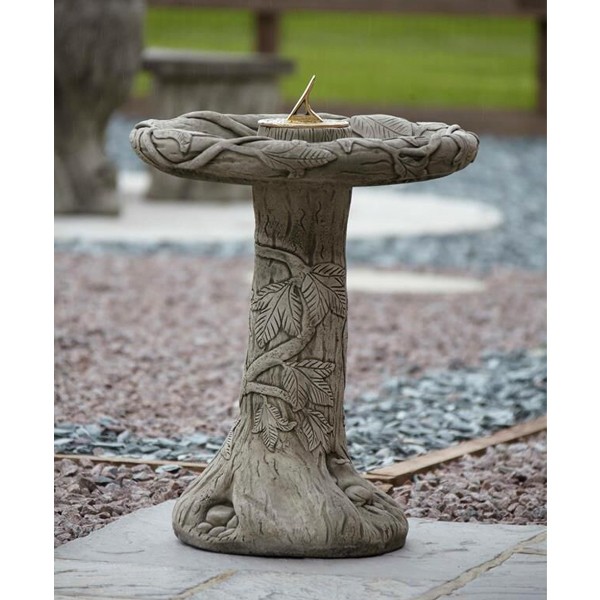 Ivy Sundial Stone Bird Bath 66cm 1 Ivy Sundial Stone Bird Bath 66cm