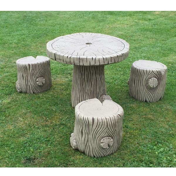 Mini Woodland Stool Stone Garden Ornament 23cm 2 Mini Woodland Stool Stone Garden Ornament 23cm - Image 2