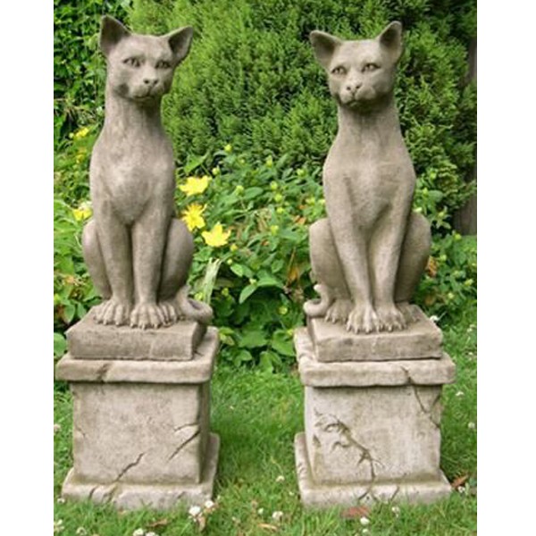 Sitting Cat On Plinth Stone Garden Ornament (Left or Right) 75cm 1 Sitting Cat On Plinth Stone Garden Ornament (Left or Right) 75cm