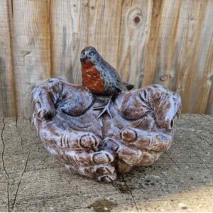 Bird in Hands Stone Garden Ornament 18cm