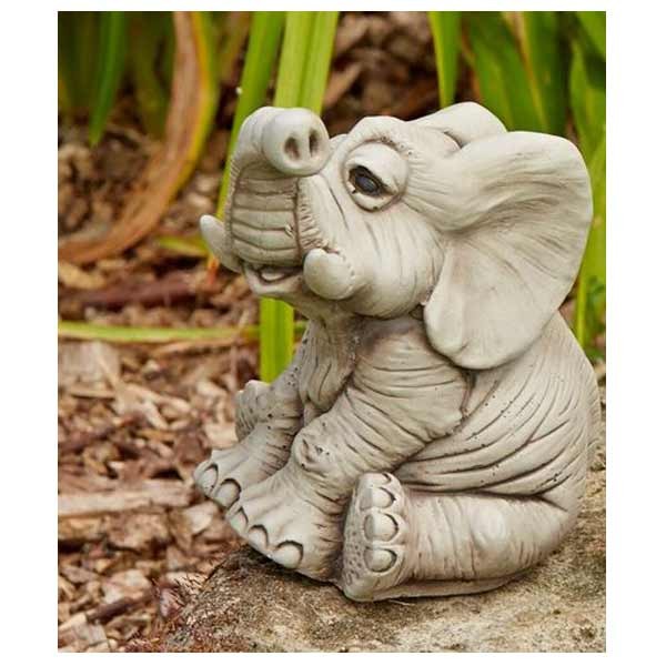 Sitting Elephant Stone Garden Ornament (Small) 14cm 1 Sitting Elephant Stone Garden Ornament (Small) 14cm