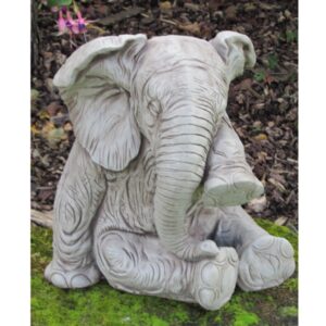 Sitting Elephant Stone Garden Ornament (Medium) 36cm