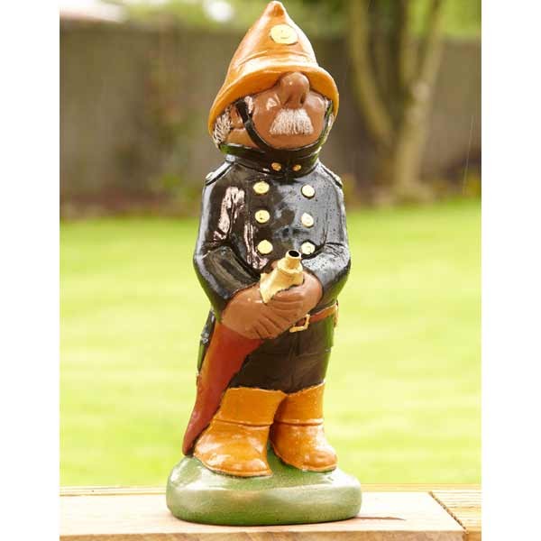 Fireman Painted Stone Garden Ornament/Fountain 55cm 1 Fireman Painted Stone Garden Ornament/Fountain 55cm
