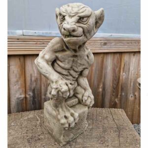 Gargoyle on Base Stone Garden Ornament 55cm