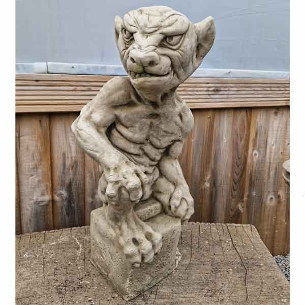 Gargoyle on Base Stone Garden Ornament 55cm 1 Gargoyle on Base Stone Garden Ornament 55cm