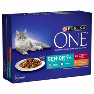 Purina One Chicken & Beef in Gravy Senior 8x85g Wet Cat Food