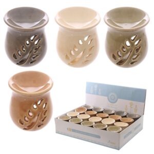 Simple Leaf Fretwork Design Crackle Glaze Ceramic Oil Burner