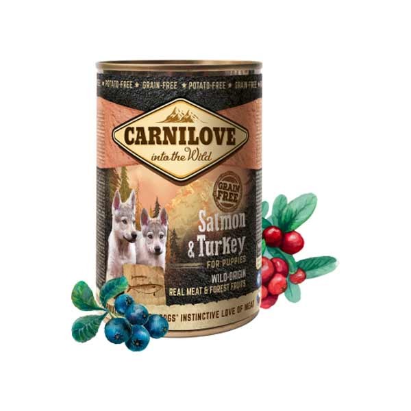 Carnilove Salmon & Turkey Puppy 400g Canned Wet Dog Food 1 Carnilove Salmon & Turkey Puppy 400g Canned Wet Dog Food