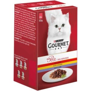 Gourmet Mon Petit Meaty Variety (Beef, Chicken & Lamb) Adult 6x50g Wet Cat Food
