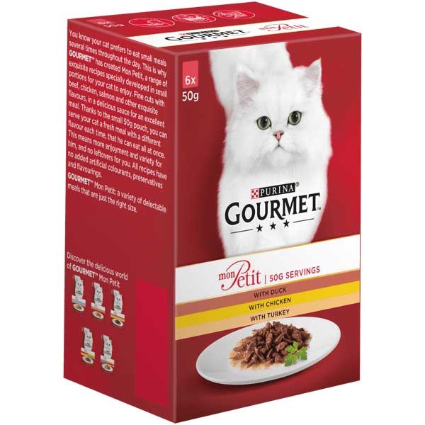 Gourmet Mon Petit Meaty Variety (Duck, Chicken & Turkey) Adult 6x50g Wet Cat Food 1 Gourmet Mon Petit Meaty Variety (Duck, Chicken & Turkey) Adult 6x50g Wet Cat Food