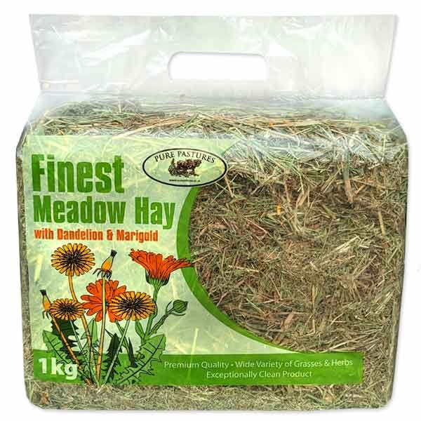 Pure Pastures Finest Meadow Hay With Dandelion & Marigold 1kg 1 Pure Pastures Finest Meadow Hay With Dandelion & Marigold 1kg