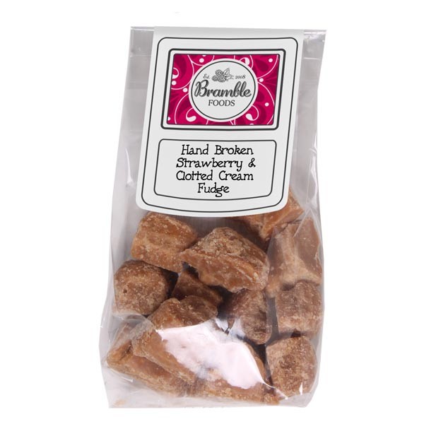 Bramble Foods Strawberry & Clotted Cream Fudge Confectionery Bag 1 Bramble Foods Strawberry & Clotted Cream Fudge Confectionery Bag
