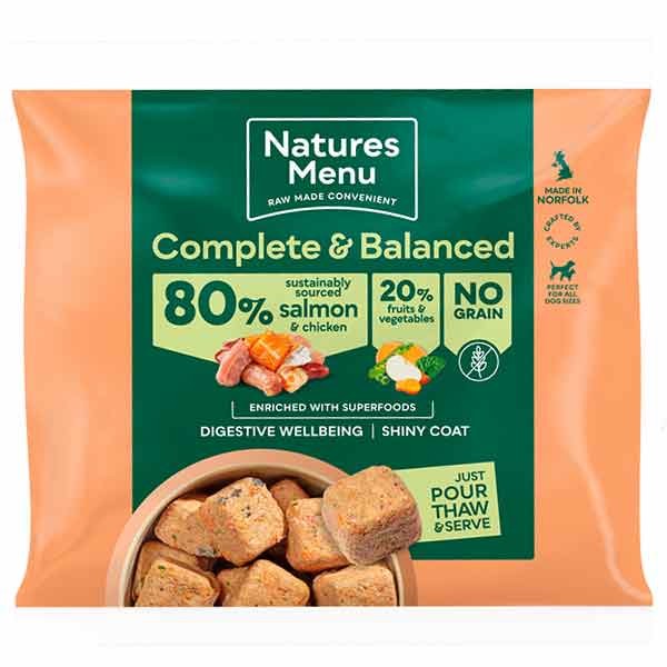 Natures Menu Complete & Balanced 80/20 Salmon & Chicken Nuggets for Adult Dogs 1kg 1 Natures Menu Complete & Balanced 80/20 Salmon & Chicken Nuggets for Adult Dogs 1kg