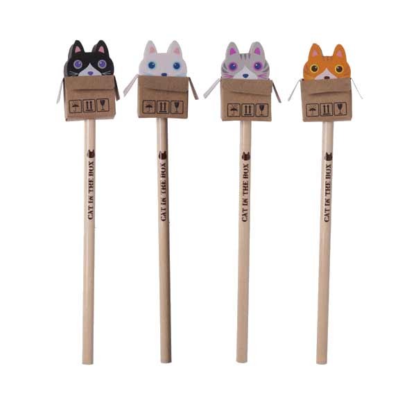 Cute Cat In A Box Pencil With Eraser Top 2 Cute Cat In A Box Pencil With Eraser Top - Image 2