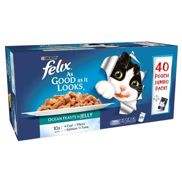 Felix As Good As It Looks Ocean Feast 40x85g Wet Cat Food 1 Felix As Good As It Looks Ocean Feast 40x85g Wet Cat Food