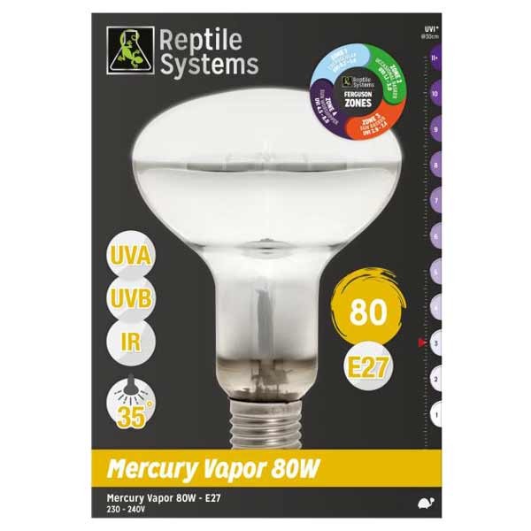 Reptile Systems Mercury Vapor 80w UVB/UVA/IR E27 1 Reptile Systems Mercury Vapor 80w UVB/UVA/IR E27