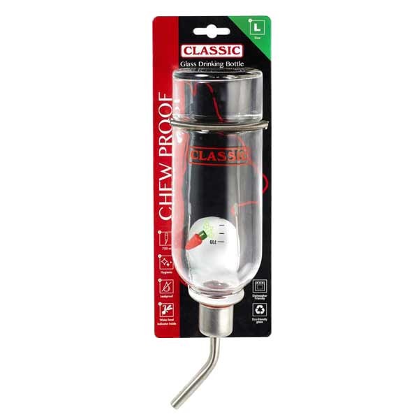Classic Pet Chew Proof Glass Drinking Bottle 750ml 1 Classic Pet Chew Proof Glass Drinking Bottle 750ml