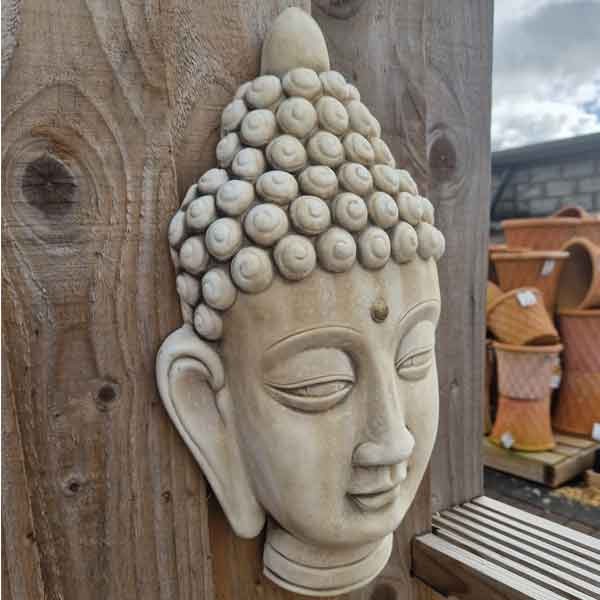 Buddha Head Oriental Stone Plaque Garden Ornament 40cm 2 Buddha Head Oriental Stone Plaque Garden Ornament 40cm - Image 2