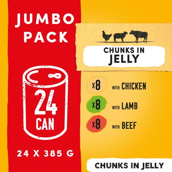 Pedigree Tins Mixed Selection in Jelly Jumbo 24 x 385g Wet Dog Food 2 Pedigree Tins Mixed Selection in Jelly Jumbo 24 x 385g Wet Dog Food - Image 2