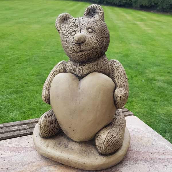 Heart Teddy Stone Garden Ornament 29cm 1 Heart Teddy Stone Garden Ornament 29cm