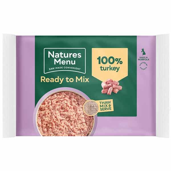 Natures Menu Ready to Mix Minced Turkey Block for Adult Dogs 400g